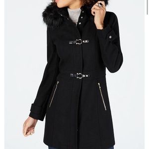 Ivanka Trump Faux-Fur-Trim Hooded Toggle Coat